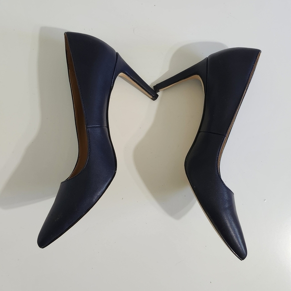 Calvin Klein Women Navy Stiletto Heels Pumps Sz 7 Office Career Work Dress Shoes - Picture 3 of 10